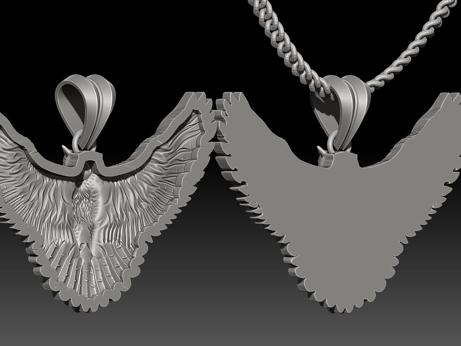 Owl Pendant Sculpture jewelry gold necklace 3D print SIlver 3D print model_1