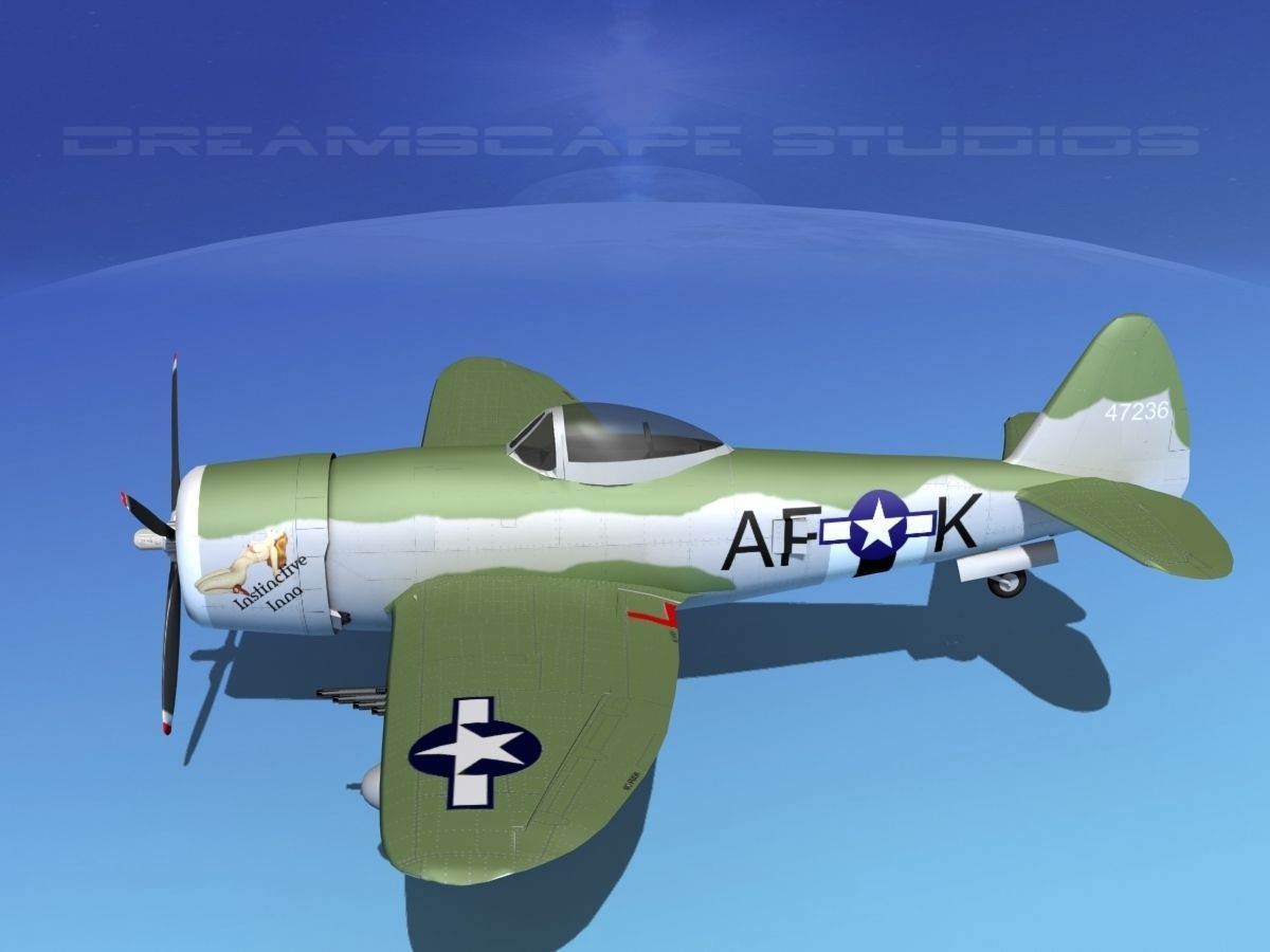 Republic P-47D Thunderbolt V09 3D model_9