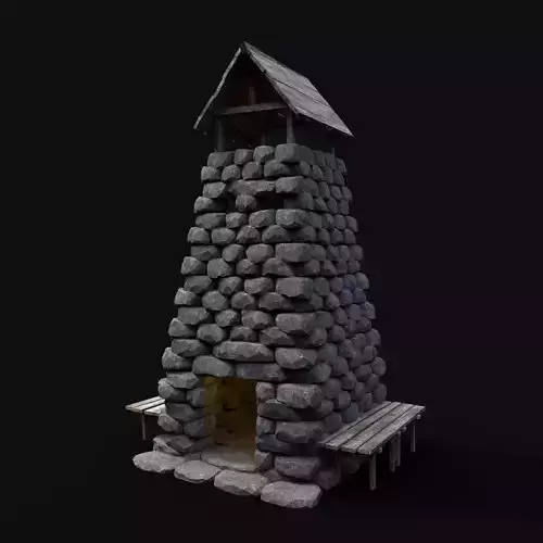BLACKSMITH STOVE ROCK FORGE SMITHY SMITH FURNANCE MEDIEVAL STONE Low-poly 3D model