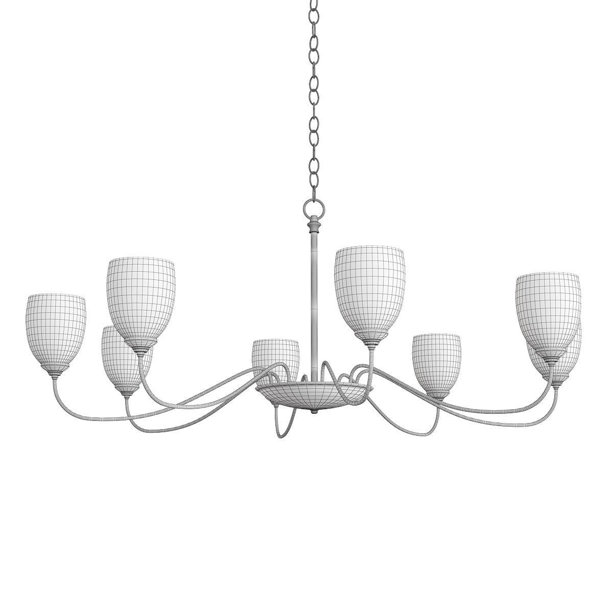OVAL 8 ARM CHANDELIER Low-poly 3D model_1