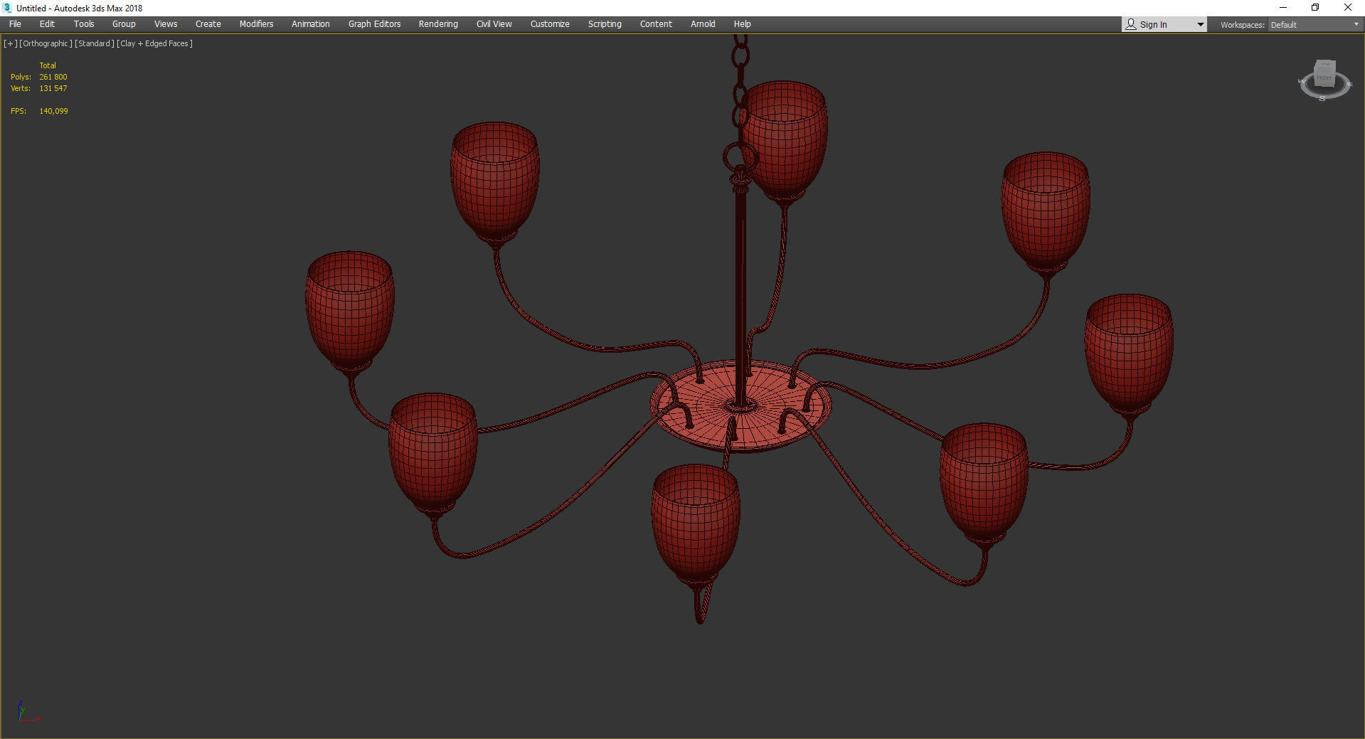 OVAL 8 ARM CHANDELIER Low-poly 3D model_3