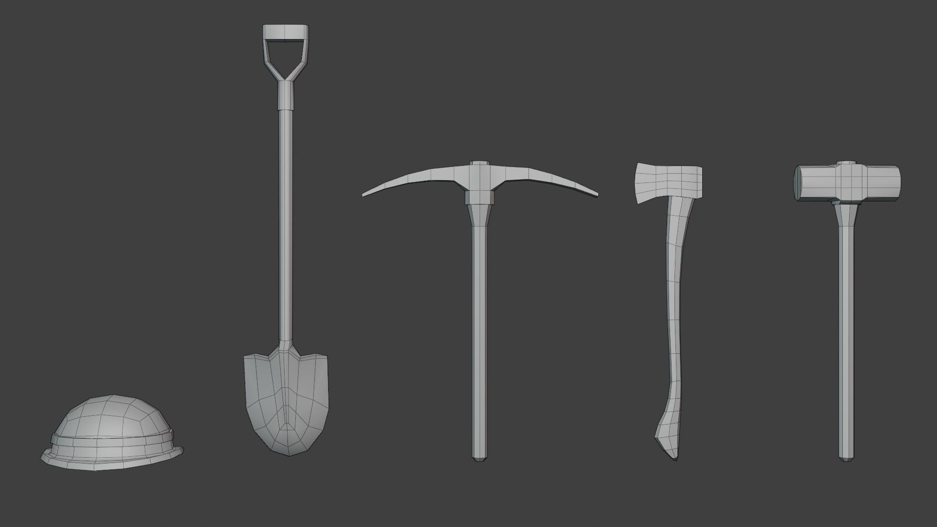 Mining Tool Pack Low-poly 3D model_5