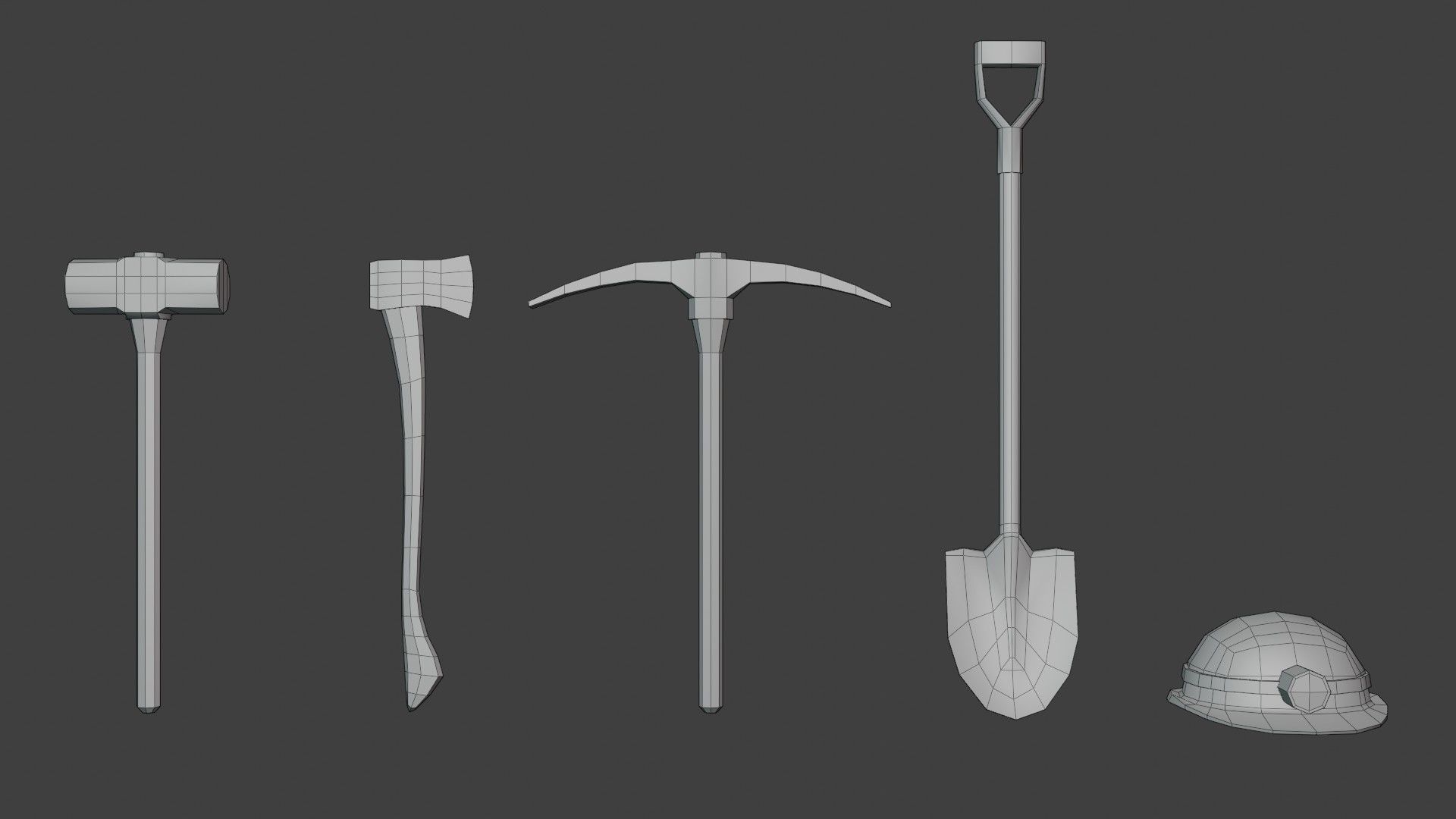 Mining Tool Pack Low-poly 3D model_3