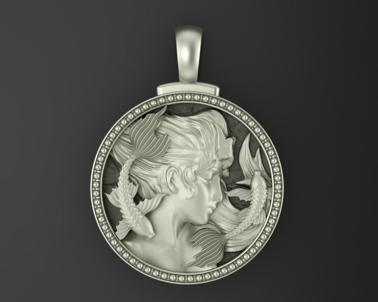Horoscope Zodiac sign Pisces pendant 3D print model_1