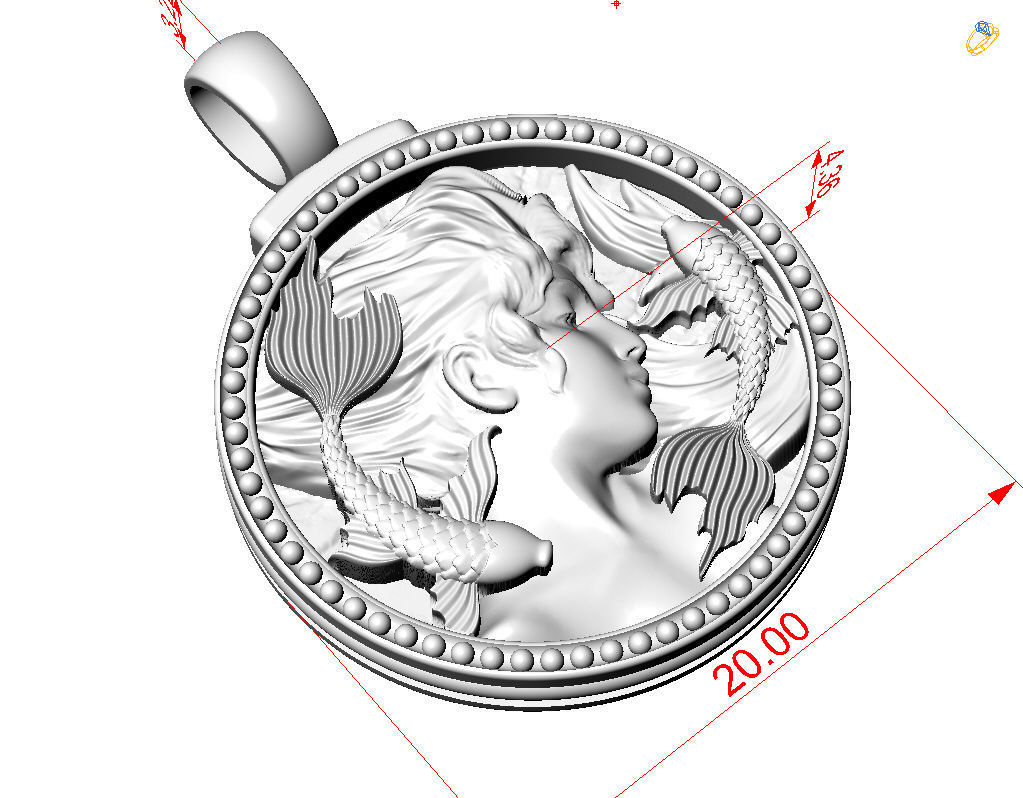 Horoscope Zodiac sign Pisces pendant 3D print model_38