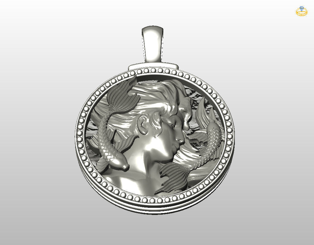 Horoscope Zodiac sign Pisces pendant 3D print model_33