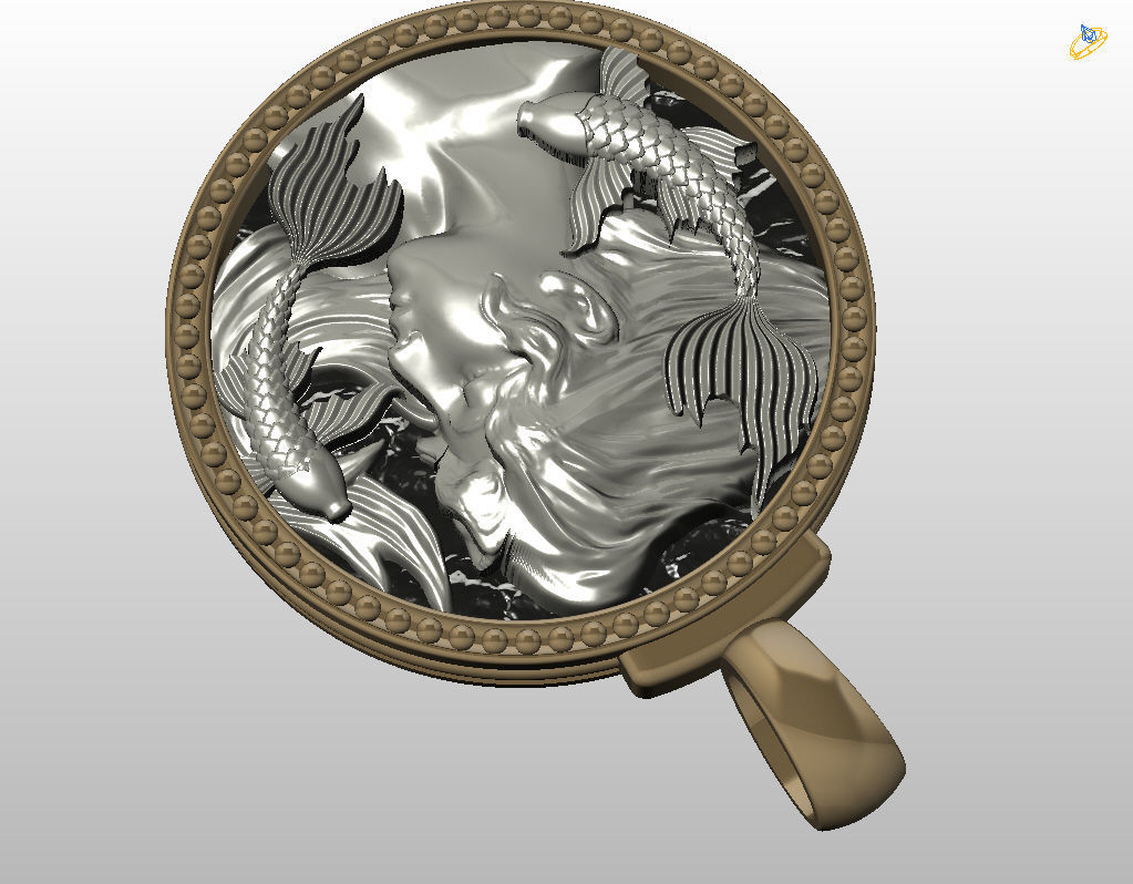 Horoscope Zodiac sign Pisces pendant 3D print model_12