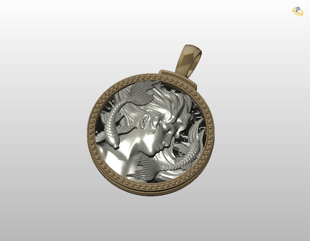 Horoscope Zodiac sign Pisces pendant 3D print model_7