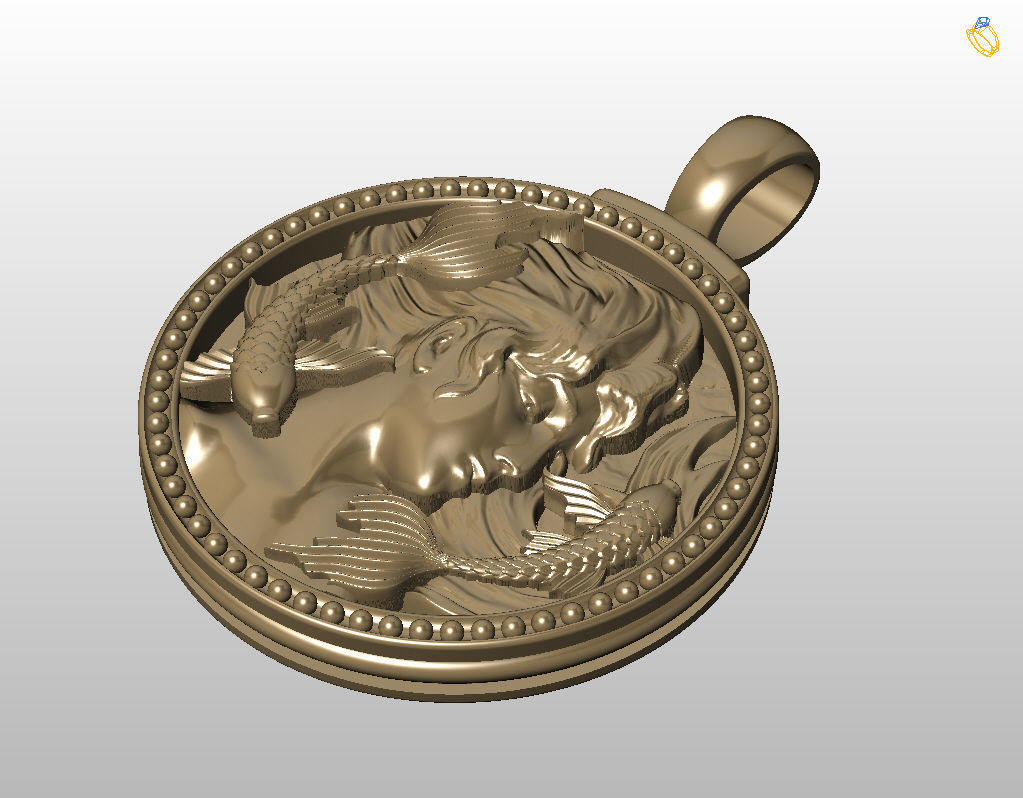 Horoscope Zodiac sign Pisces pendant 3D print model_46