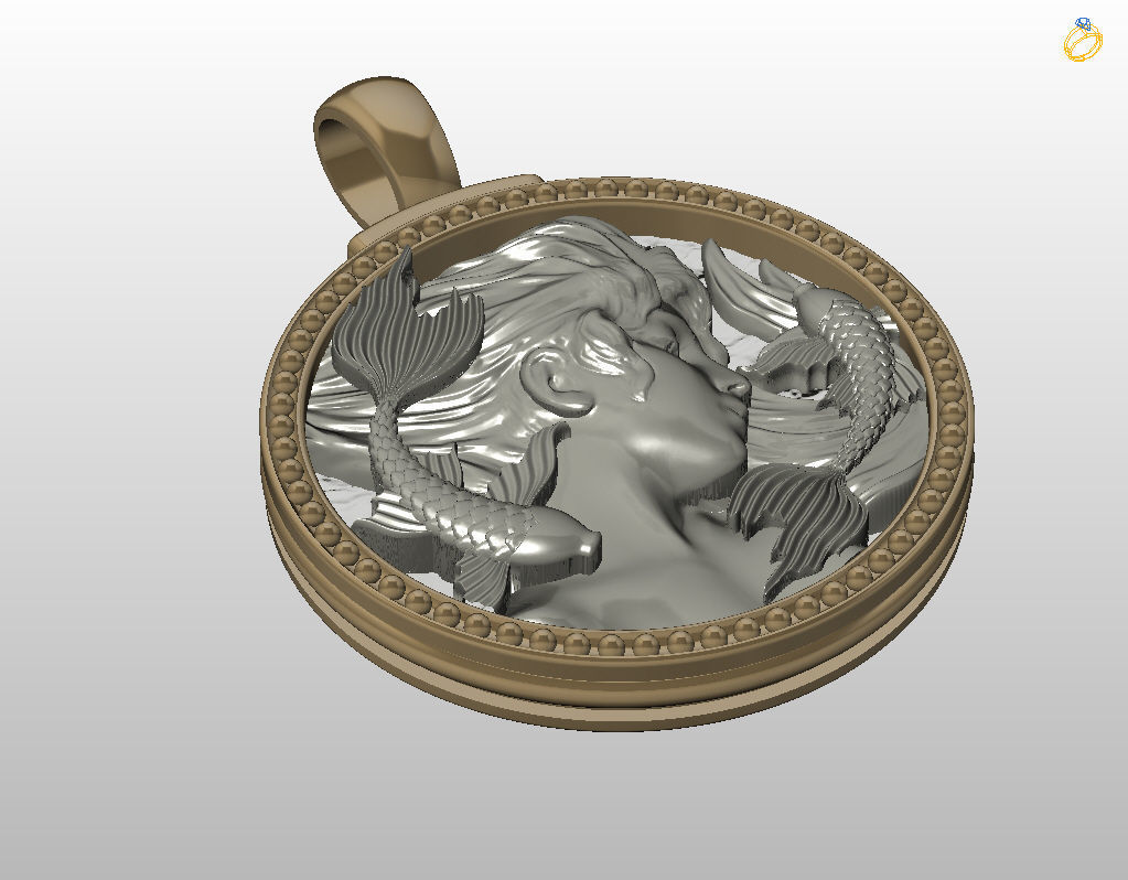 Horoscope Zodiac sign Pisces pendant 3D print model_27