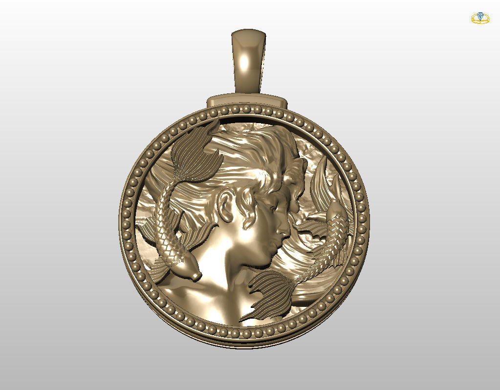 Horoscope Zodiac sign Pisces pendant 3D print model_20