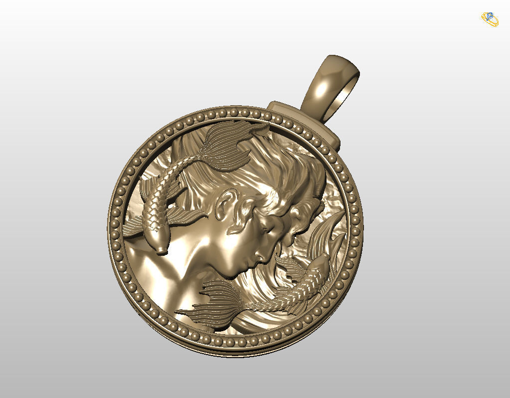 Horoscope Zodiac sign Pisces pendant 3D print model_45
