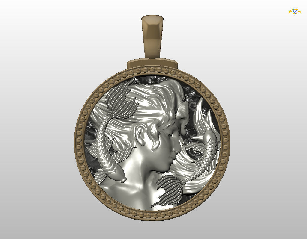 Horoscope Zodiac sign Pisces pendant 3D print model_21