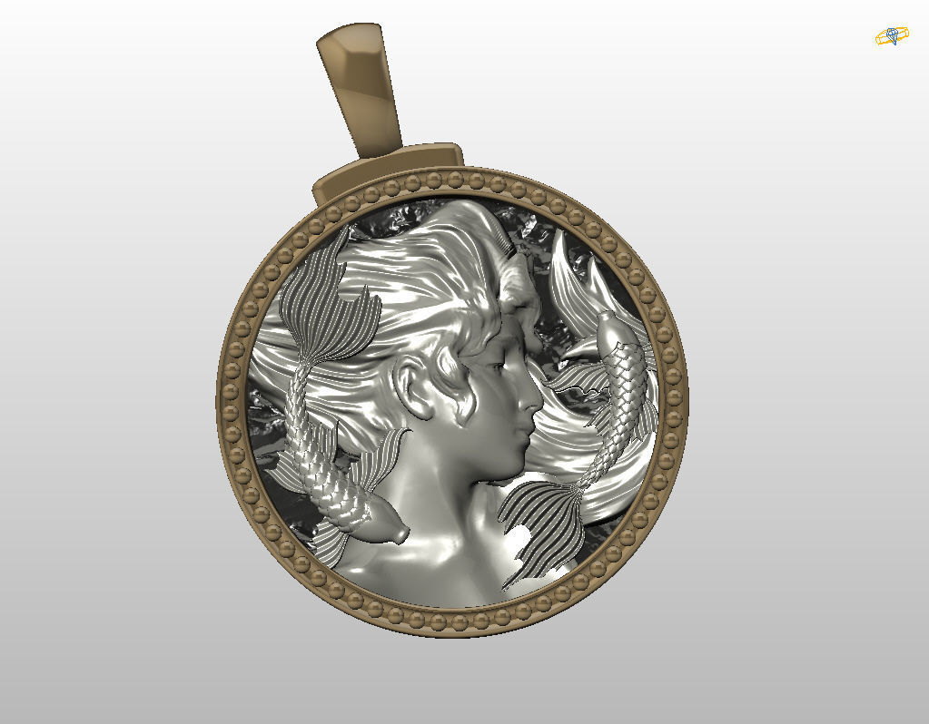 Horoscope Zodiac sign Pisces pendant 3D print model_19