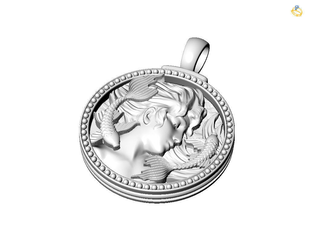 Horoscope Zodiac sign Pisces pendant 3D print model_41