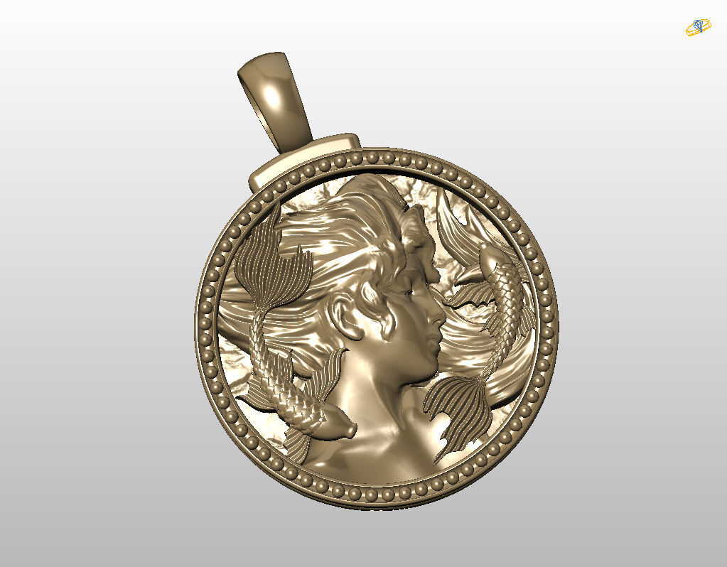 Horoscope Zodiac sign Pisces pendant 3D print model_43