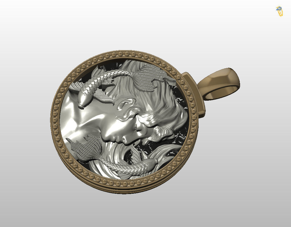 Horoscope Zodiac sign Pisces pendant 3D print model_9