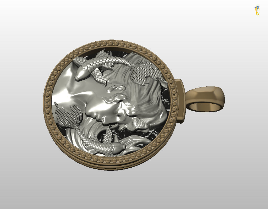 Horoscope Zodiac sign Pisces pendant 3D print model_10