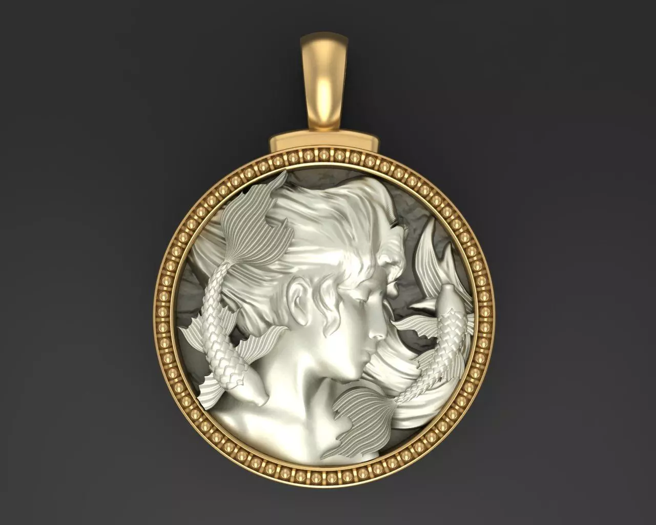 Horoscope Zodiac sign Pisces pendant 3D print model_0
