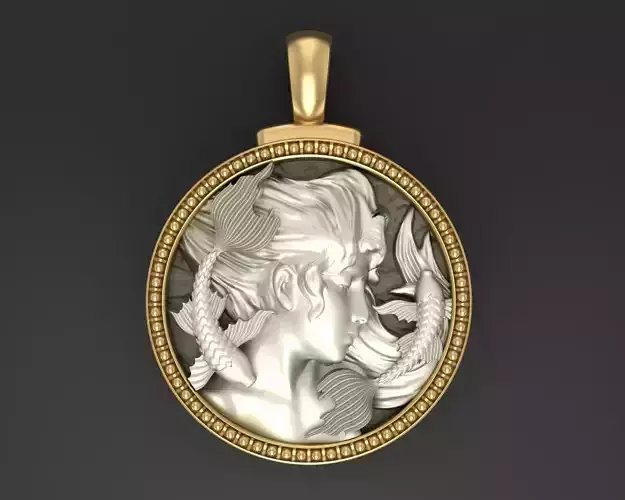 Horoscope Zodiac sign Pisces pendant 3D print model