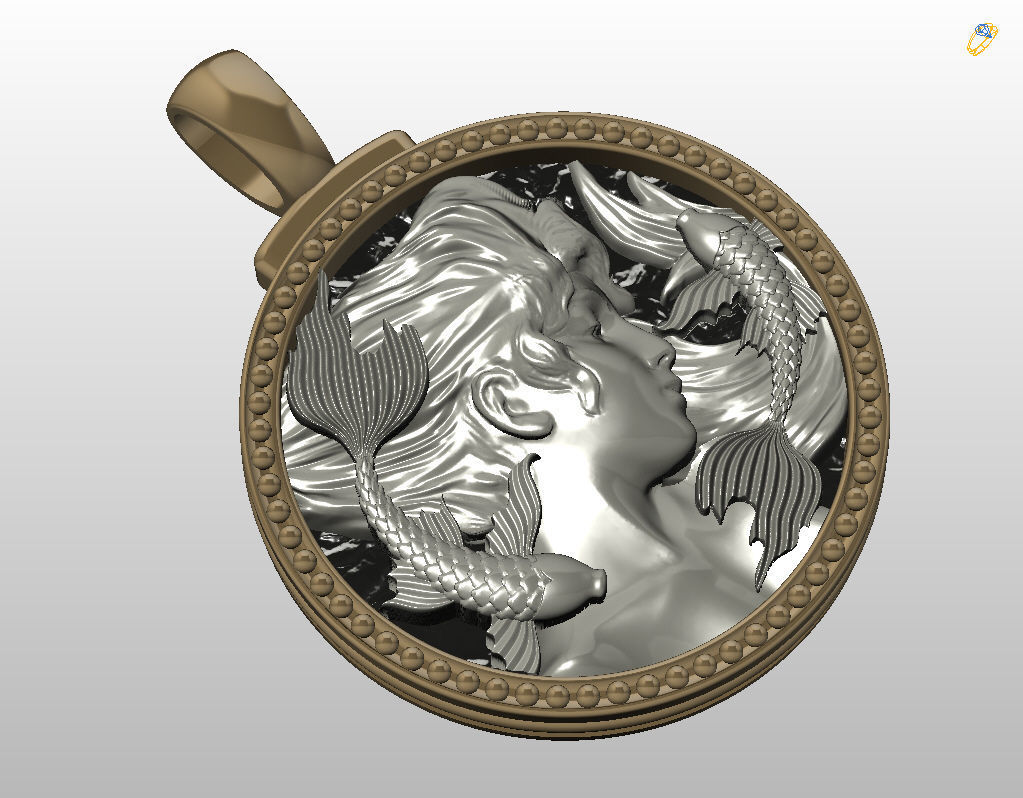 Horoscope Zodiac sign Pisces pendant 3D print model_16