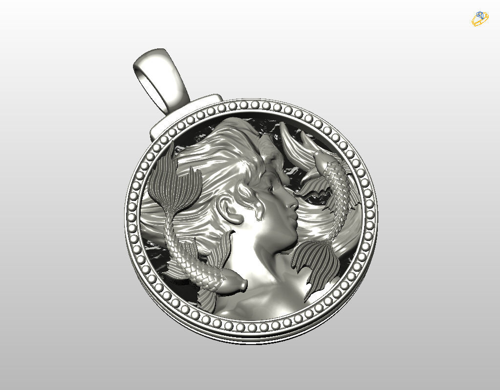 Horoscope Zodiac sign Pisces pendant 3D print model_31