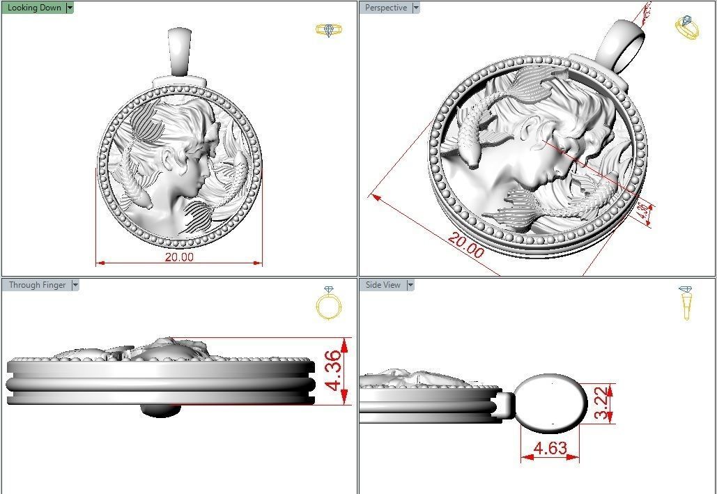 Horoscope Zodiac sign Pisces pendant 3D print model_2