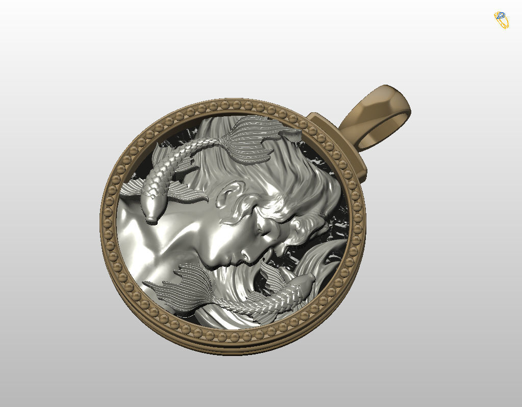 Horoscope Zodiac sign Pisces pendant 3D print model_8