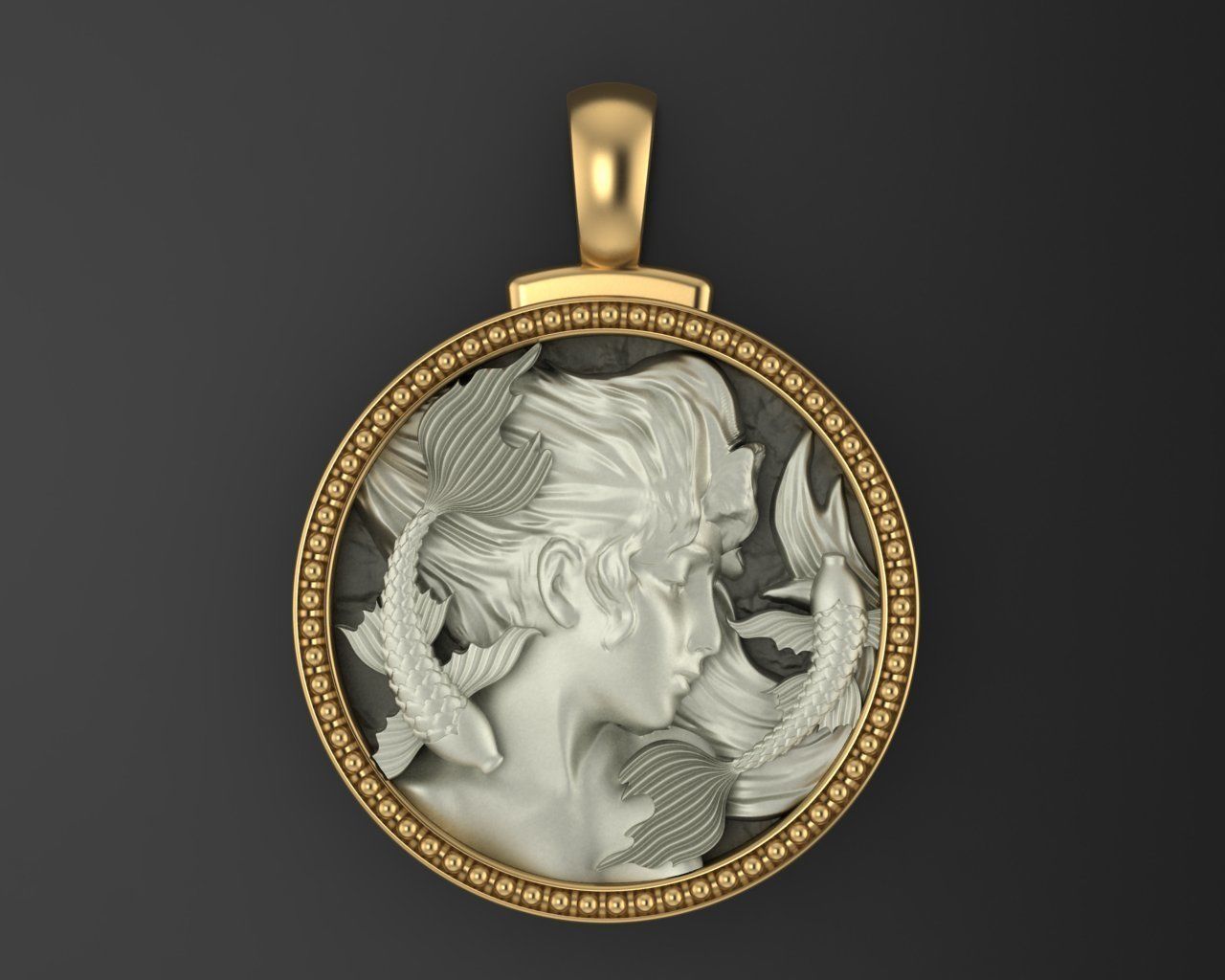 Horoscope Zodiac sign Pisces pendant 3D print model_6