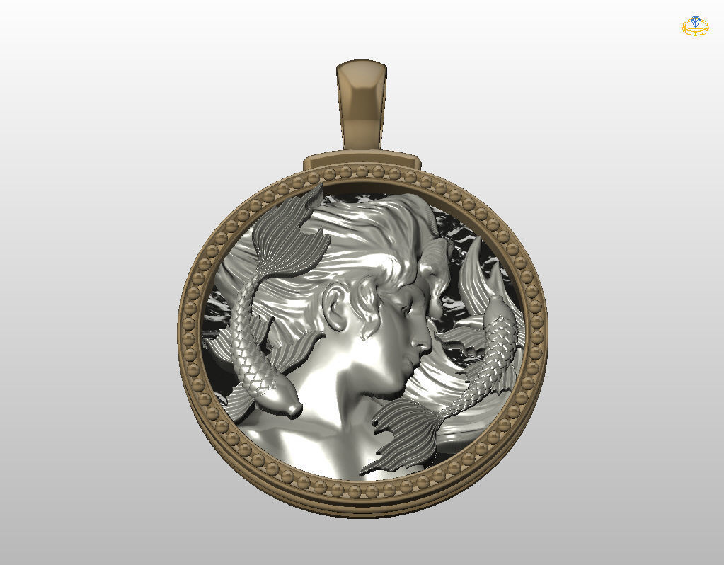 Horoscope Zodiac sign Pisces pendant 3D print model_5