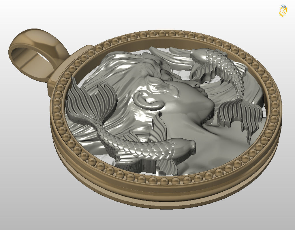 Horoscope Zodiac sign Pisces pendant 3D print model_28