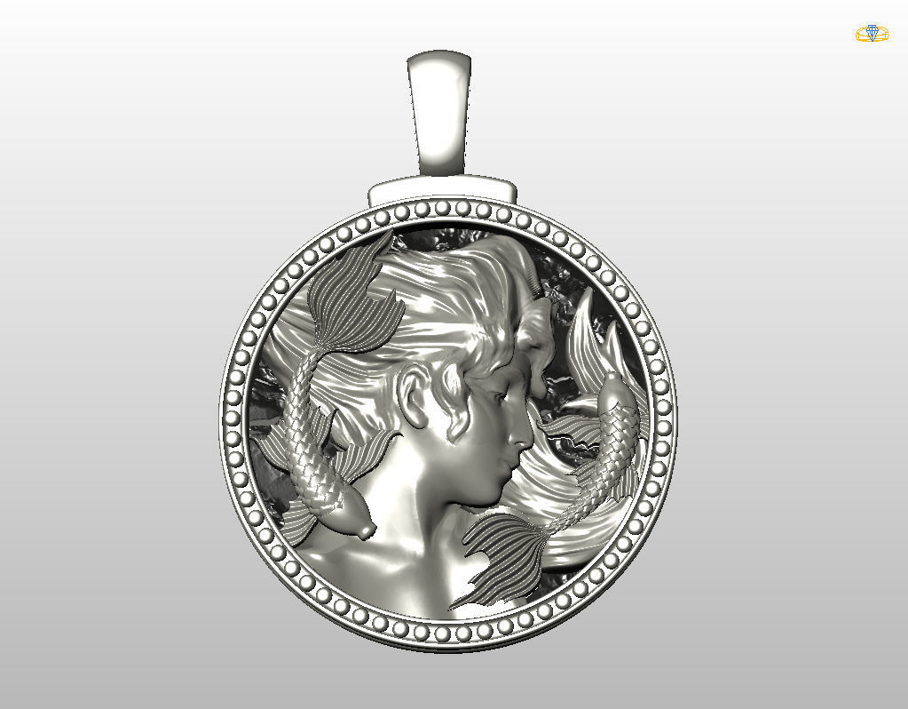 Horoscope Zodiac sign Pisces pendant 3D print model_32