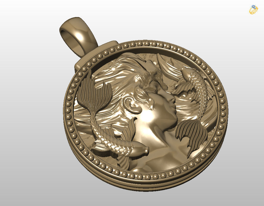 Horoscope Zodiac sign Pisces pendant 3D print model_47