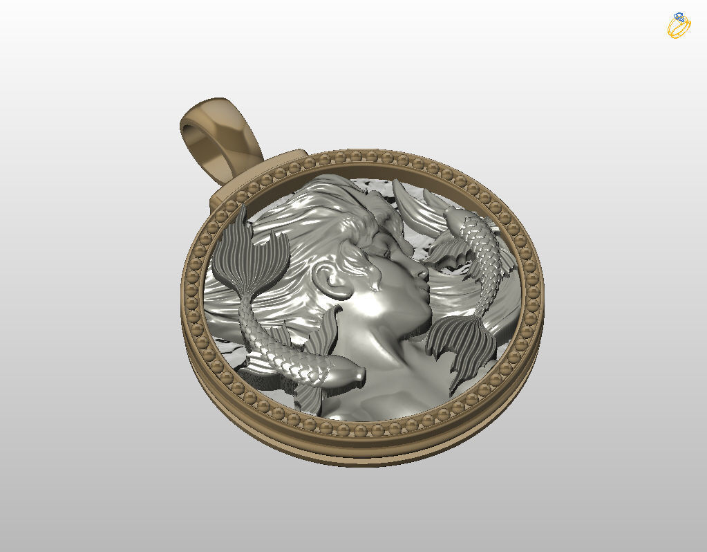 Horoscope Zodiac sign Pisces pendant 3D print model_4