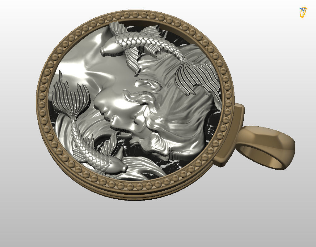 Horoscope Zodiac sign Pisces pendant 3D print model_11