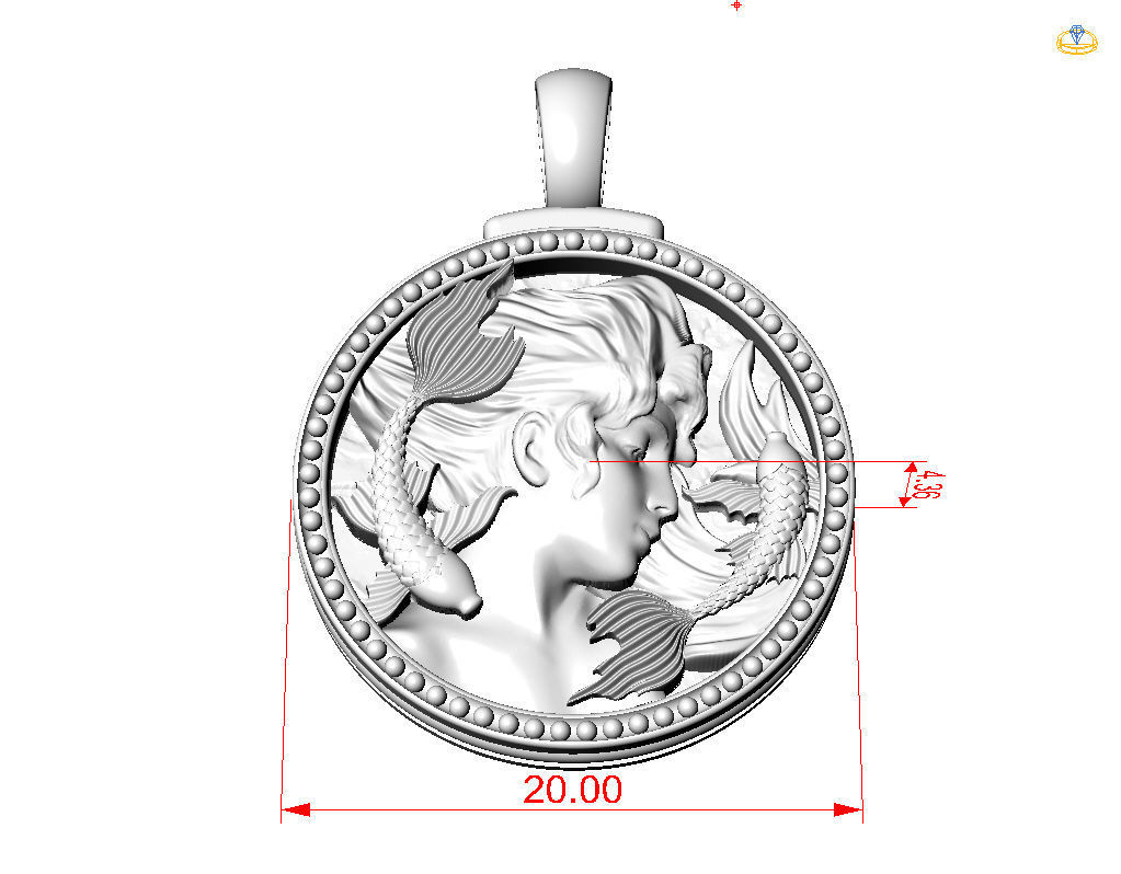 Horoscope Zodiac sign Pisces pendant 3D print model_39