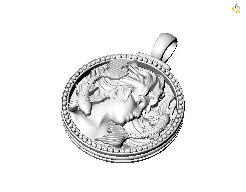 Horoscope Zodiac sign Pisces pendant 3D print model_42