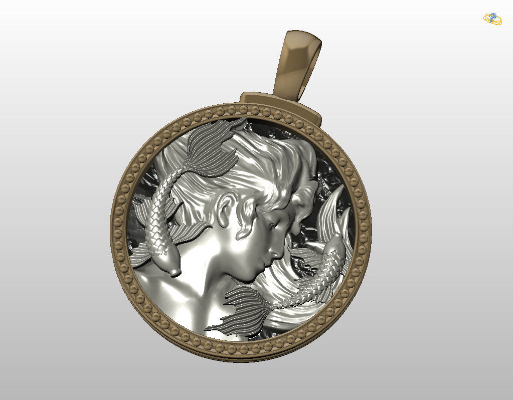 Horoscope Zodiac sign Pisces pendant 3D print model_22