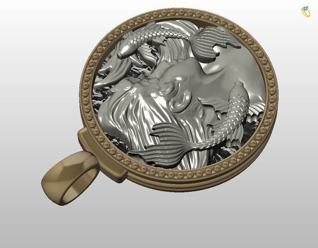 Horoscope Zodiac sign Pisces pendant 3D print model_14