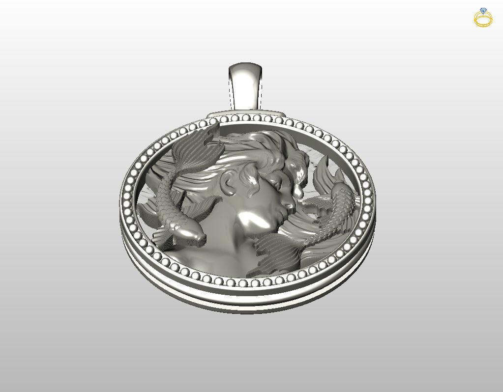 Horoscope Zodiac sign Pisces pendant 3D print model_34