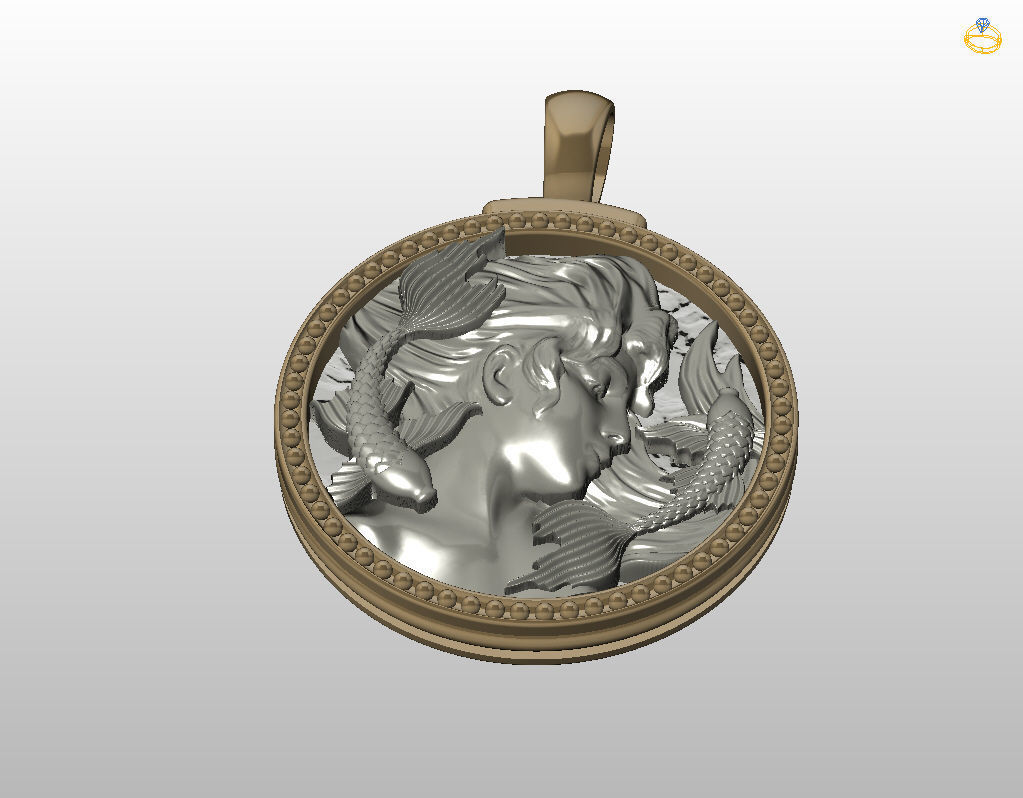 Horoscope Zodiac sign Pisces pendant 3D print model_26