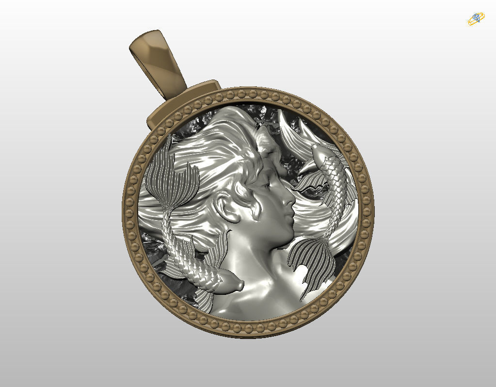 Horoscope Zodiac sign Pisces pendant 3D print model_18