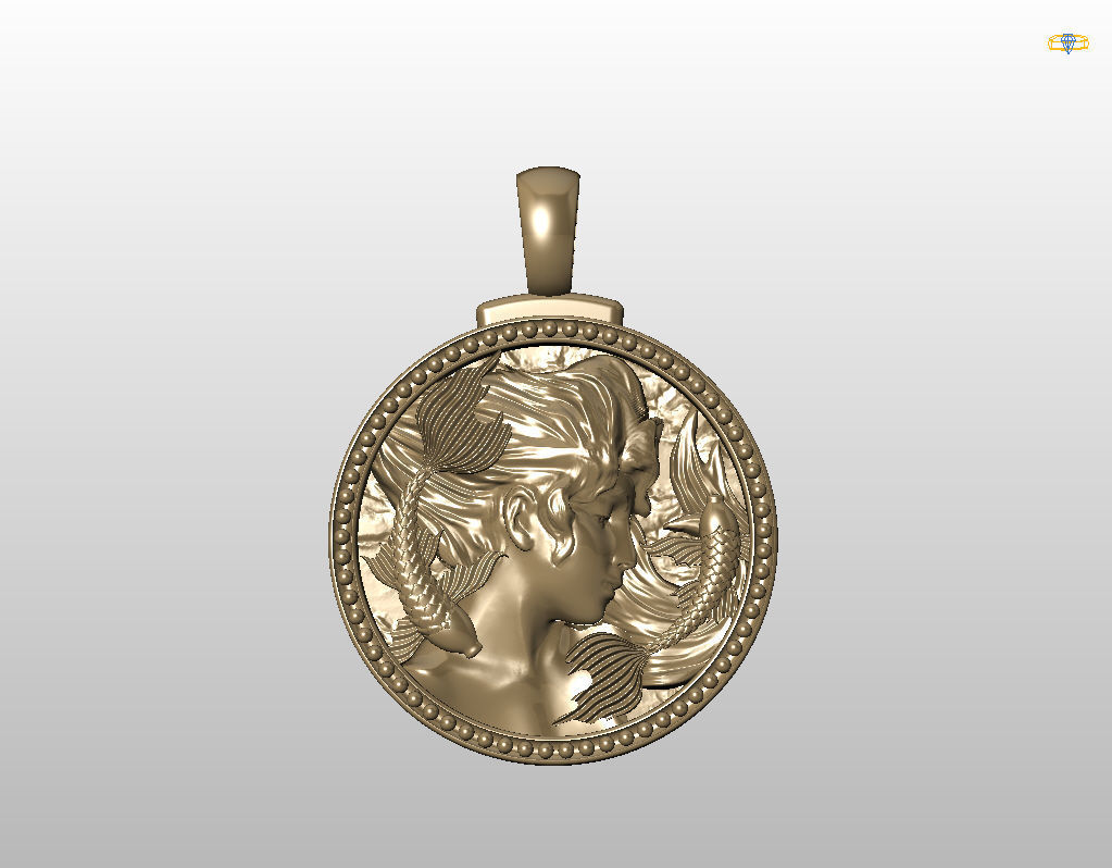 Horoscope Zodiac sign Pisces pendant 3D print model_44