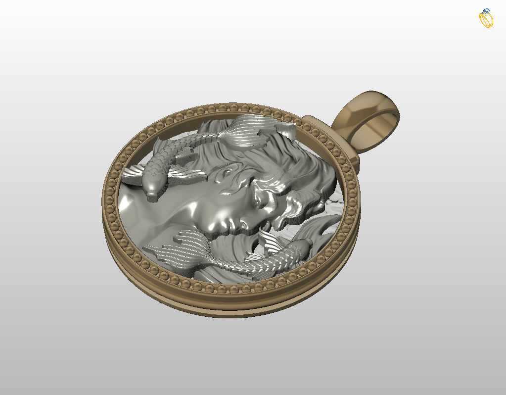 Horoscope Zodiac sign Pisces pendant 3D print model_24