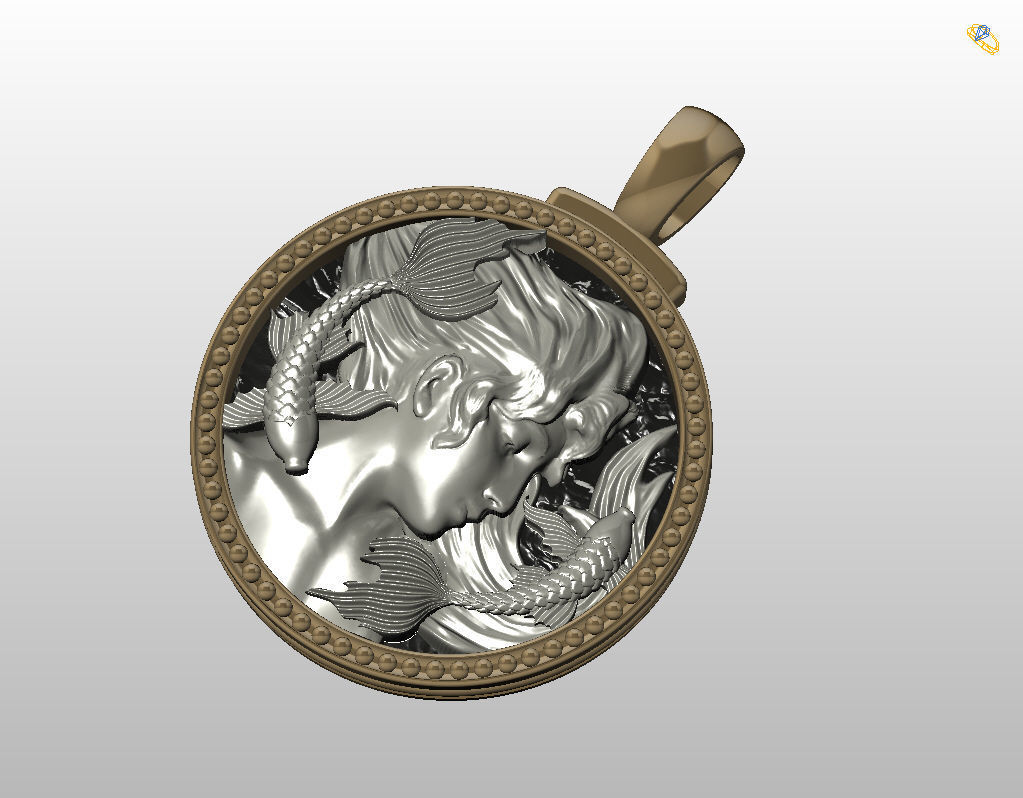 Horoscope Zodiac sign Pisces pendant 3D print model_23