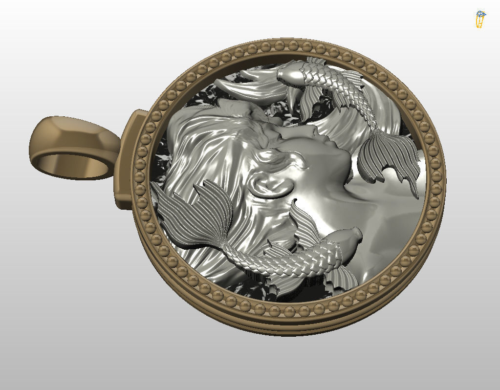 Horoscope Zodiac sign Pisces pendant 3D print model_15
