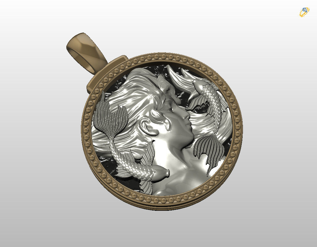 Horoscope Zodiac sign Pisces pendant 3D print model_17