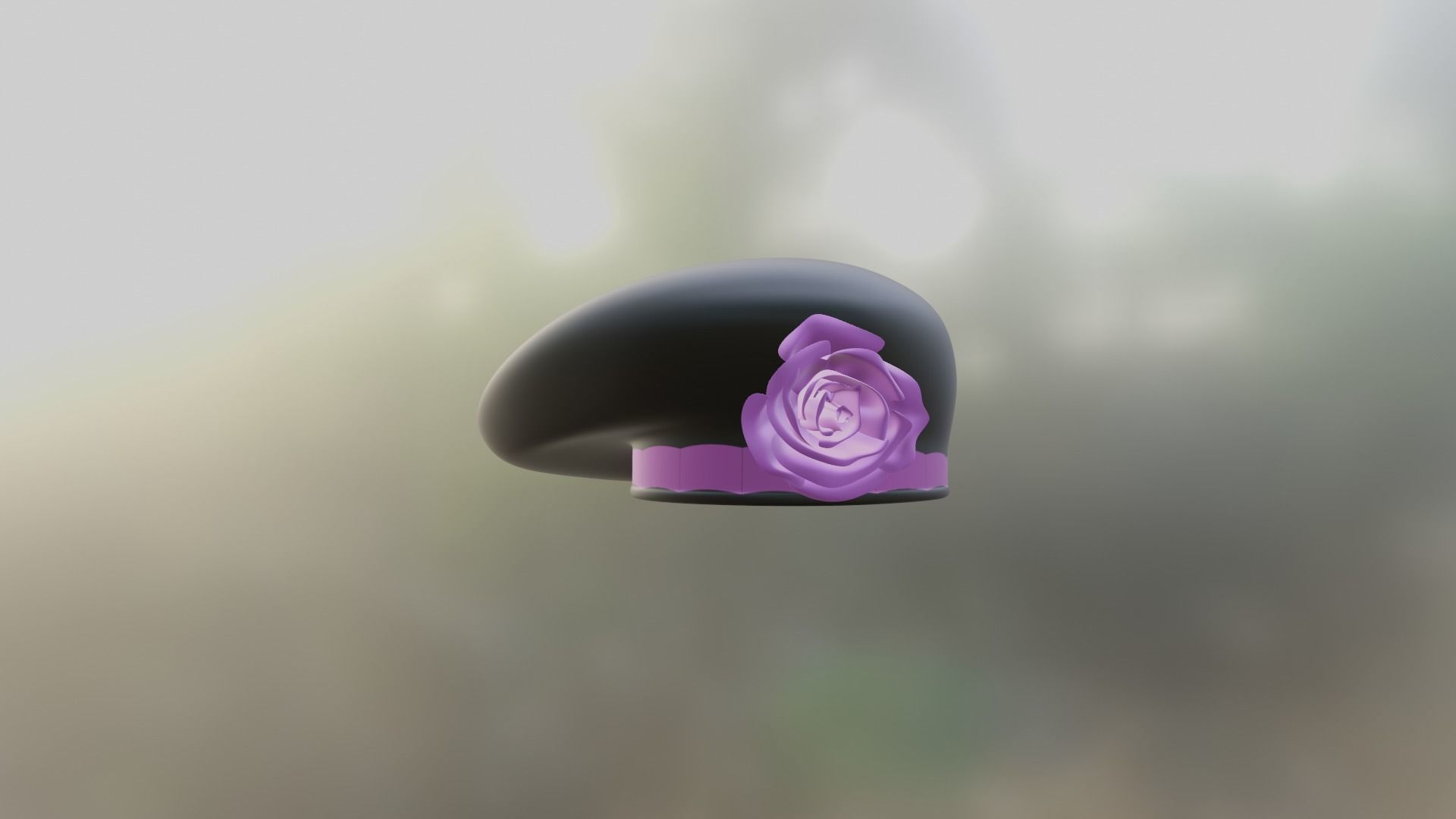 Rose beret ready to use Free low-poly 3D model_2