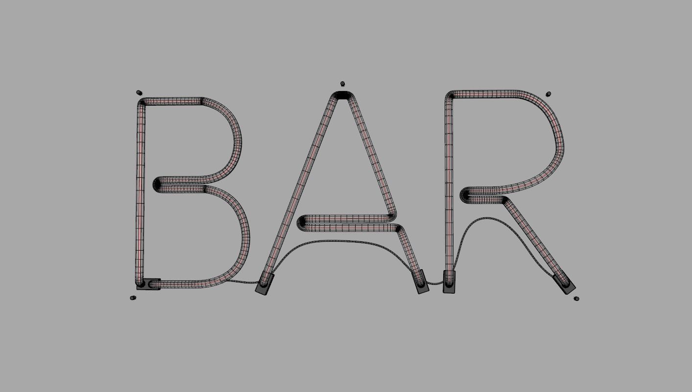 Bar - Neon Sign 3D model_7