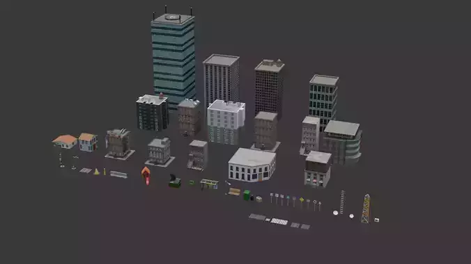 City modular buildings and props